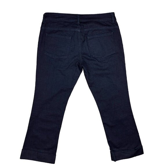 Massimo Dutti Flared Fit Mid Rise Turnover Dark Blue Jeans Size 12 - Picture 4 of 6